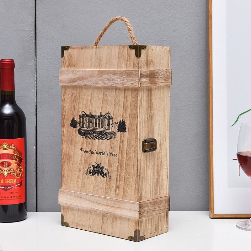 Double Bottle Wooden Wine Boxes for Gift Packaging