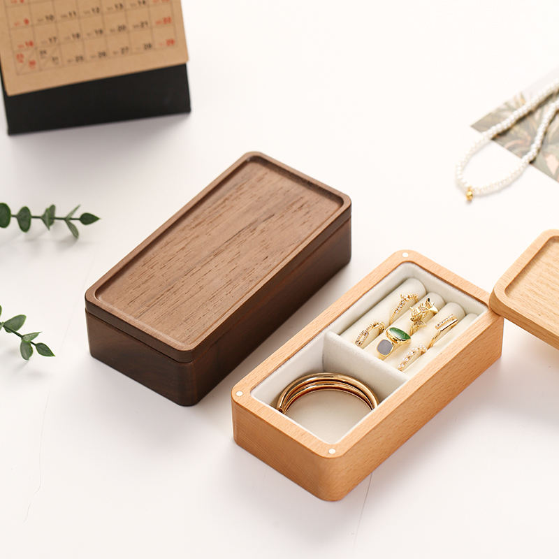 Vintage Rectangular Wooden Jewelry Boxes with Custom Design
