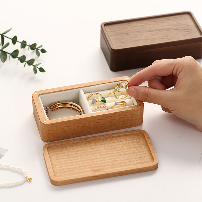 Vintage Rectangular Wooden Jewelry Boxes with Custom Design