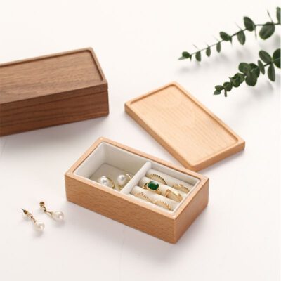 Vintage Rectangular Wooden Jewelry Boxes with Custom Design