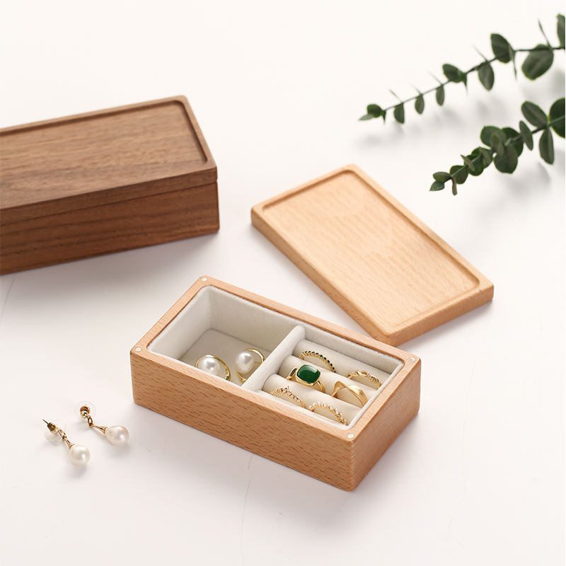 Vintage Rectangular Wooden Jewelry Boxes with Custom Design