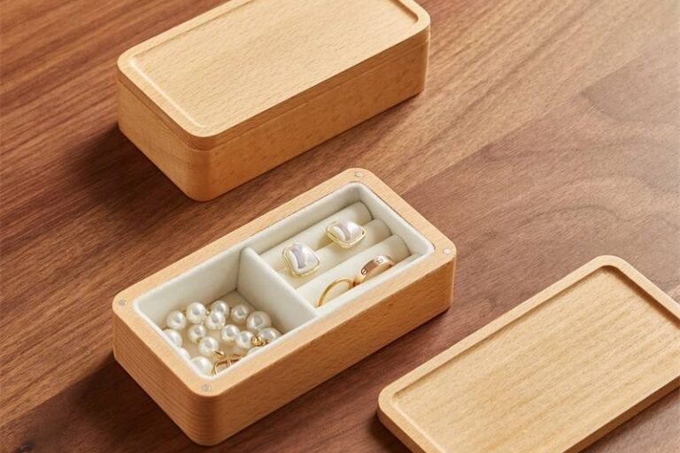 Vintage Rectangular Wooden Jewelry Boxes with Custom Design