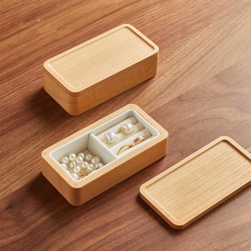 Vintage Rectangular Wooden Jewelry Boxes with Custom Design