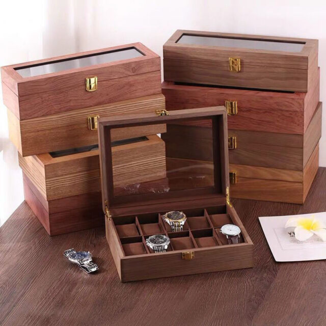 Vintage Wooden Watch Boxes with Display Window
