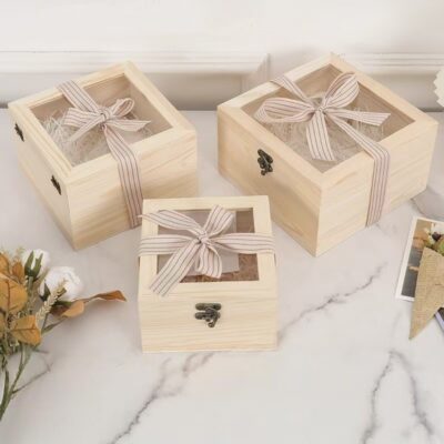 Luxury Flip-Lid Wooden Gift Boxes for Birthday and Graduation Gifts