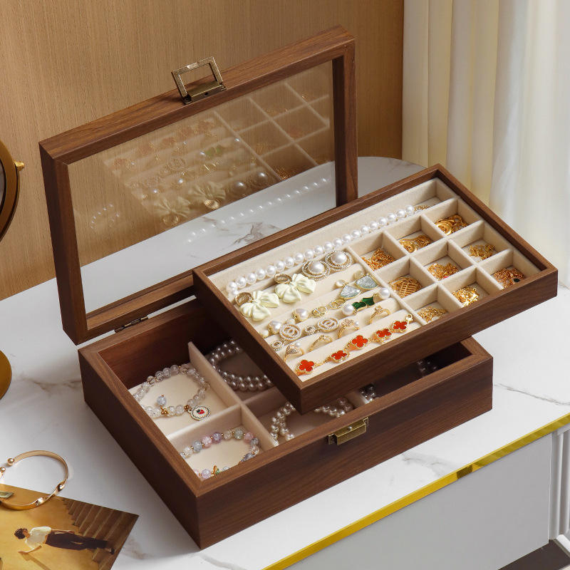 Multifunctional Wooden Jewelry Boxes with Dustproof Cover
