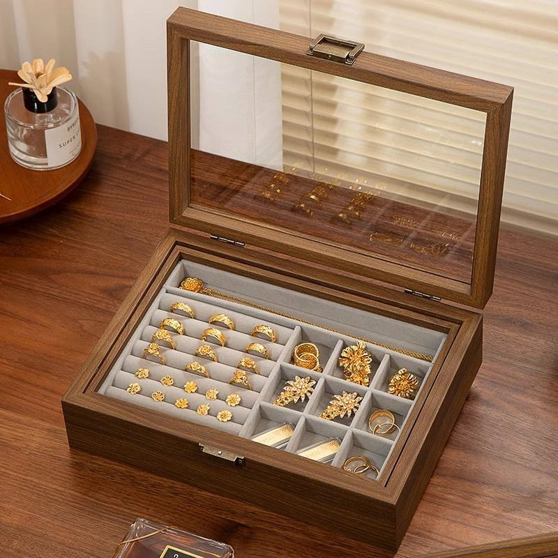 Multifunctional Wooden Jewelry Boxes with Dustproof Cover