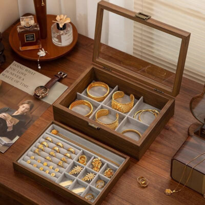 Multifunctional Wooden Jewelry Boxes with Dustproof Cover