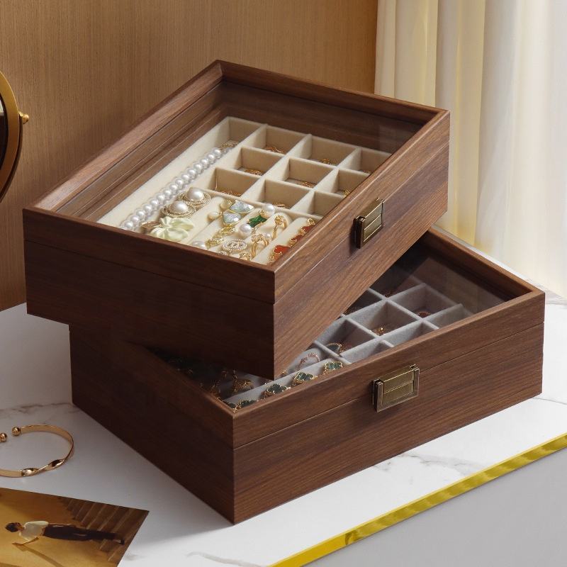 Multifunctional Wooden Jewelry Boxes with Dustproof Cover