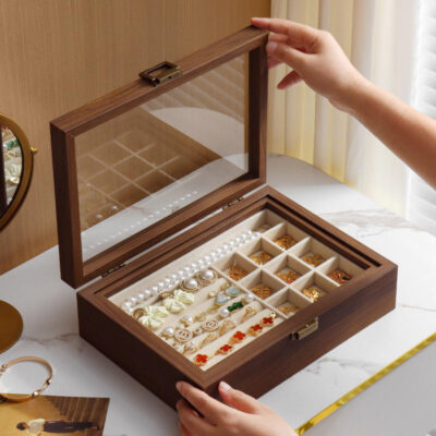 Multifunctional Wooden Jewelry Boxes with Dustproof Cover