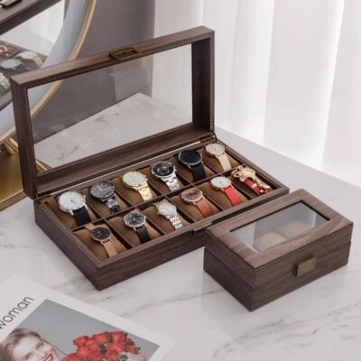 Luxury Durable Wooden Watch Boxes with Transparent Lid