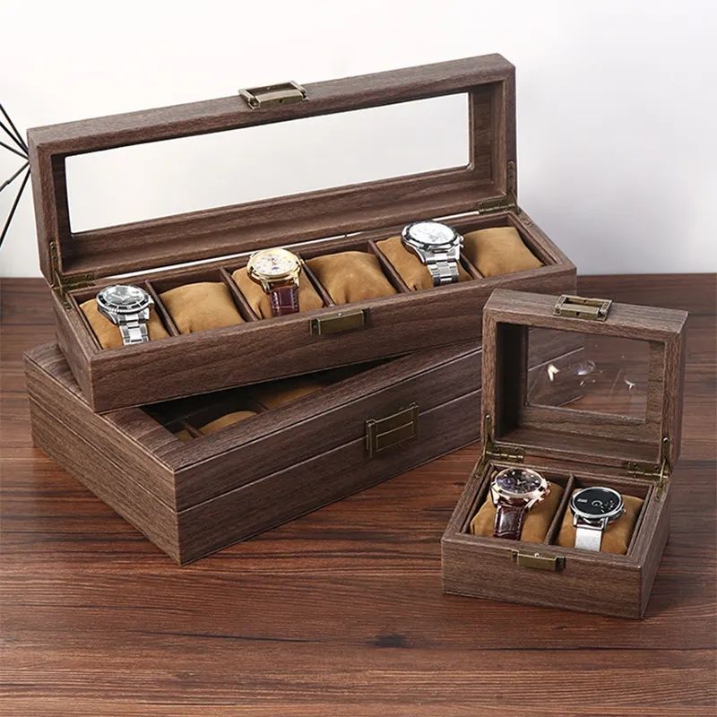 Luxury Durable Wooden Watch Boxes with Transparent Lid
