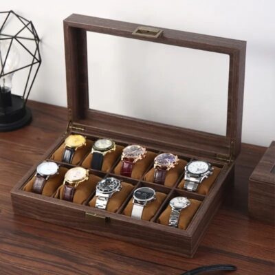 Luxury Durable Wooden Watch Boxes with Transparent Lid