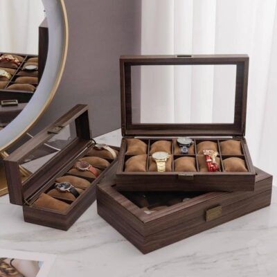 Luxury Durable Wooden Watch Boxes with Transparent Lid