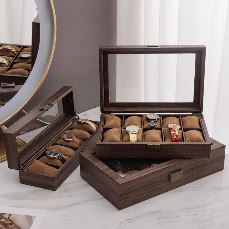 Luxury Durable Wooden Watch Boxes with Transparent Lid