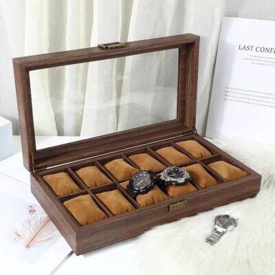 Luxury Durable Wooden Watch Boxes with Transparent Lid