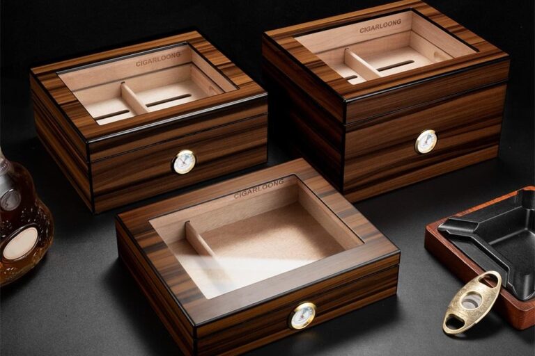 Large Capacity Airtight Wooden Cigar Boxes for Storage (2) Modern Large Capacity Wooden Cigar Boxes with Seal Design