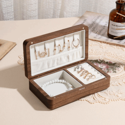 Portable Travel Small Wooden Jewelry Boxes for Storage