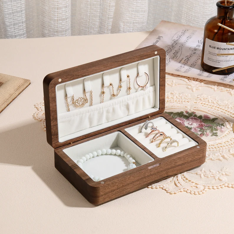 Portable Travel Small Wooden Jewelry Boxes for Storage