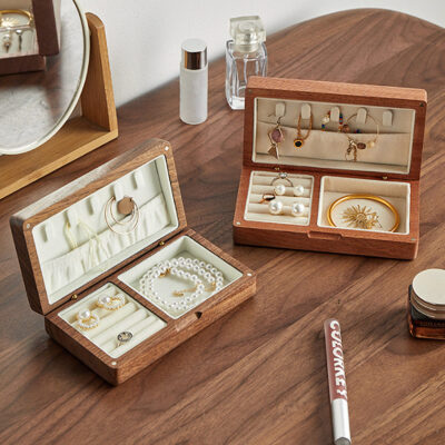 Portable Travel Small Wooden Jewelry Boxes for Storage