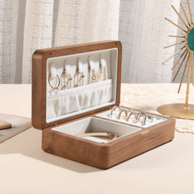 Portable Travel Small Wooden Jewelry Boxes for Storage