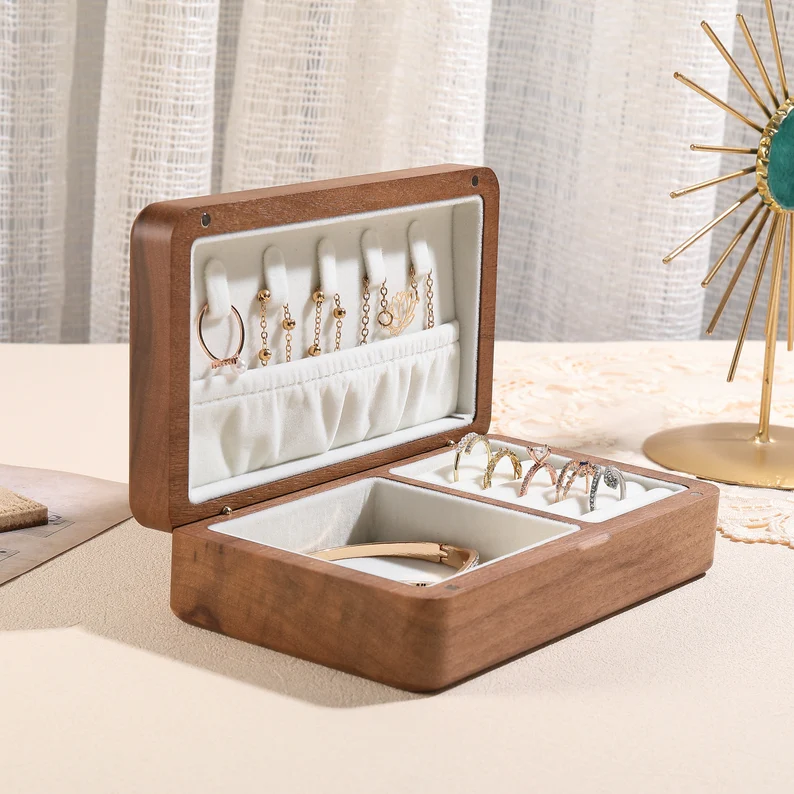 Portable Travel Small Wooden Jewelry Boxes for Storage
