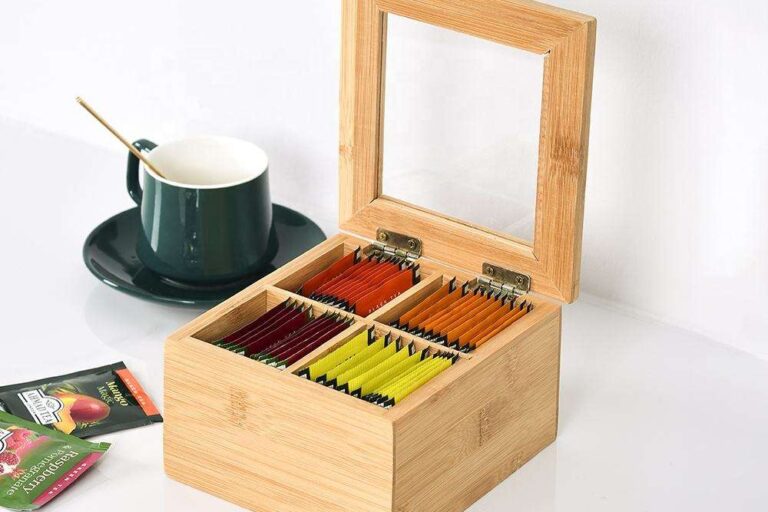 Small Wooden Tea Box with Acrylic Lid and 4 Compartments (1) Mini 4-Compartment Wooden Tea Box with Acrylic Window
