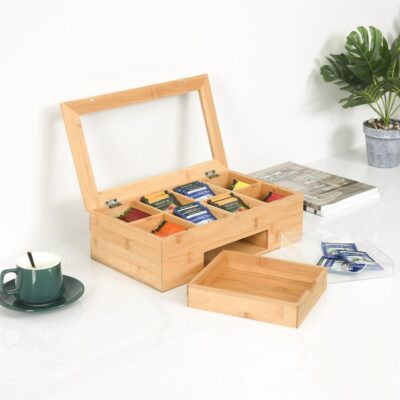 Custom Wooden Tea Boxes with Drawer and Acrylic Window