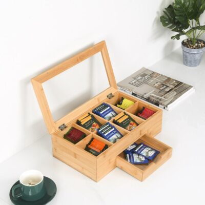 Custom Wooden Tea Boxes with Drawer and Acrylic Window